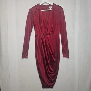 Altuzarra for Target Maroon Red Satin Wrap Dress Size 4 Classy Elegant